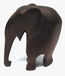 3" Elephant Hand Carved  Dark Wood Sculpture Indian Home Décor Animal Figurine - Picture 1 of 5