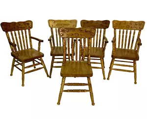 5 Reminiscence Dining Chairs Vintage Oak Spindle Bespaq 1:16 Dollhouse Lot - Picture 1 of 6