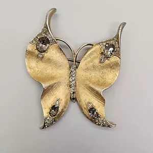 Vintage Trifari Schmetterling Brosche Rauch Strass Alfred Philippe 2" MISS STONES - Bild 1 von 19