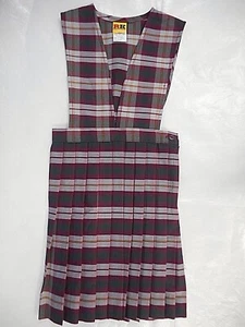Girls R/K Red & Gray Plaid V-Slit Uniform Dress Reg. & plus Sizes 6 - 14 1/2 - Picture 1 of 6