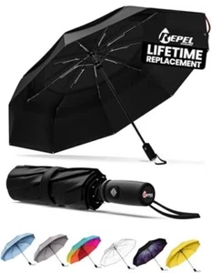 Windproof Travel Umbrellas for Rain - Easy Auto Open Close, A. Black - Travel - Picture 1 of 7