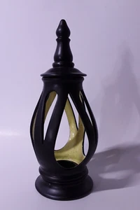 Retro Vintage Chartreuse Speckled and Black Ceramic Candle Holder - Picture 1 of 5