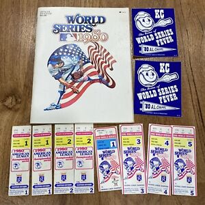 1980 World Series Ticket Stubs Program Lot - KC Royals Vs Philadelphia Phillies