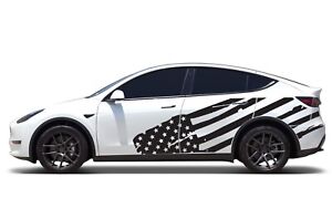 US flag graphic Decal for Tesla Model Y design kit Sticker vinyl kit 2017-2023
