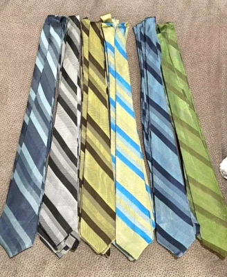 Vintage 60s Rayon Acetate Striped Tie Choose From 6 Color Varieties RN15066 - Image 1 of 3
