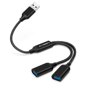 USB Splitter Cable USB A Splitter 1 in 2 Out Adapter Dual Port Hub for Data T... - Picture 1 of 9