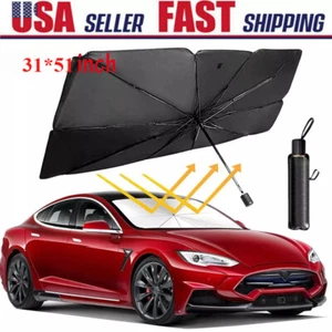 Car Windshield Sun Shade Foldable Umbrella Front Window Cover Visor Umbrella - Picture 1 of 14