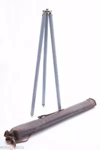 ✅ EXCELSIOR ANTIQUE BRASS 3 SECTION TRIPOD CROCODILE LEATHER CASE ZEISS, LEICA - Picture 1 of 5