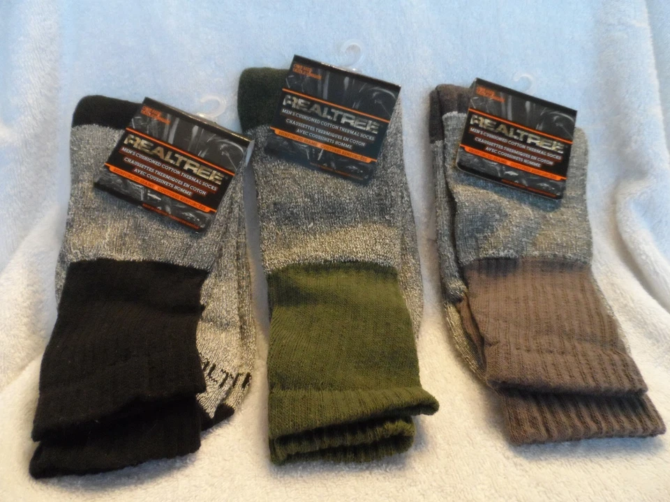 3 pair of Men's Cushioned Cotton Thermal socks by Realtree - Image 1 of 4