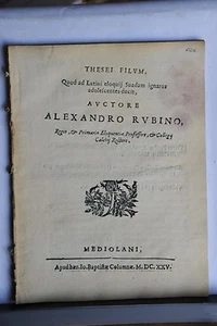 1625 - THESEI FILUM AUCTORE ALEXANDRO RUBINO - Bild 1 von 1
