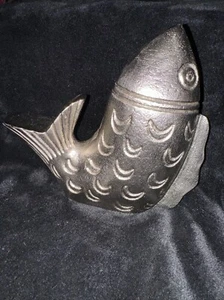Pier 1 Imports Modern Metallic Silver Fish Ceramic Figurine Home Decor 6" - Picture 1 of 4