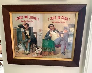 Vintage ho venduto a credito ho venduto in contanti arte incorniciata due commercianti titolo thailandese, inglese - Foto 1 di 11