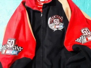 Vtg NASCAR 50TH Anniversary 90s Racing Logo Athletic Jacket Coat USA L Earnhardt - Picture 1 of 4