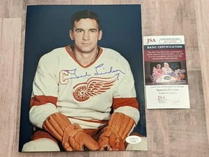 Ted Lindsay Signed 8x10 JSA COA HOF Detroit Red Wings Captain Chicago Blackhawks - Picture 1 of 4