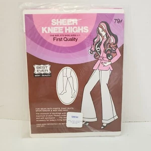 Vintage transparente Kniestrümpfe sonnenbraun 100 % Nylon Best Ever Größe 5-11 Retro neu versiegelt - Bild 1 von 2