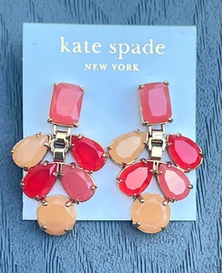 Kate Spade NY Boardwalk Stroll Pink/Yellow Crystal Chandelier Post Back Earrings - Picture 1 of 12