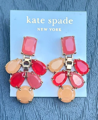 Kate Spade NY Boardwalk Stroll Pink/Yellow Crystal Chandelier Post Back Earrings - Image 1 of 4