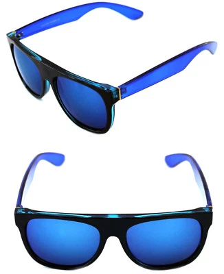 Gafas de sol planas para hombre Impero súper negras marco azul lentes espejadas azules  Foto 1 de 4