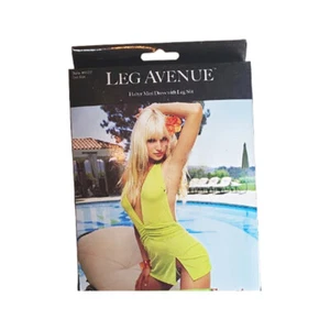 Leg Avenue Style 86022 Lime Green Halter Mini Dress w/Ruching OSFM 90-160 lb. - Picture 1 of 4