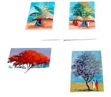 4 TRADITIONAL AFRICAN ART HAND PAINTED NOTE CARDS ~ BLANK•SEALED•SUPERIOR PAINT