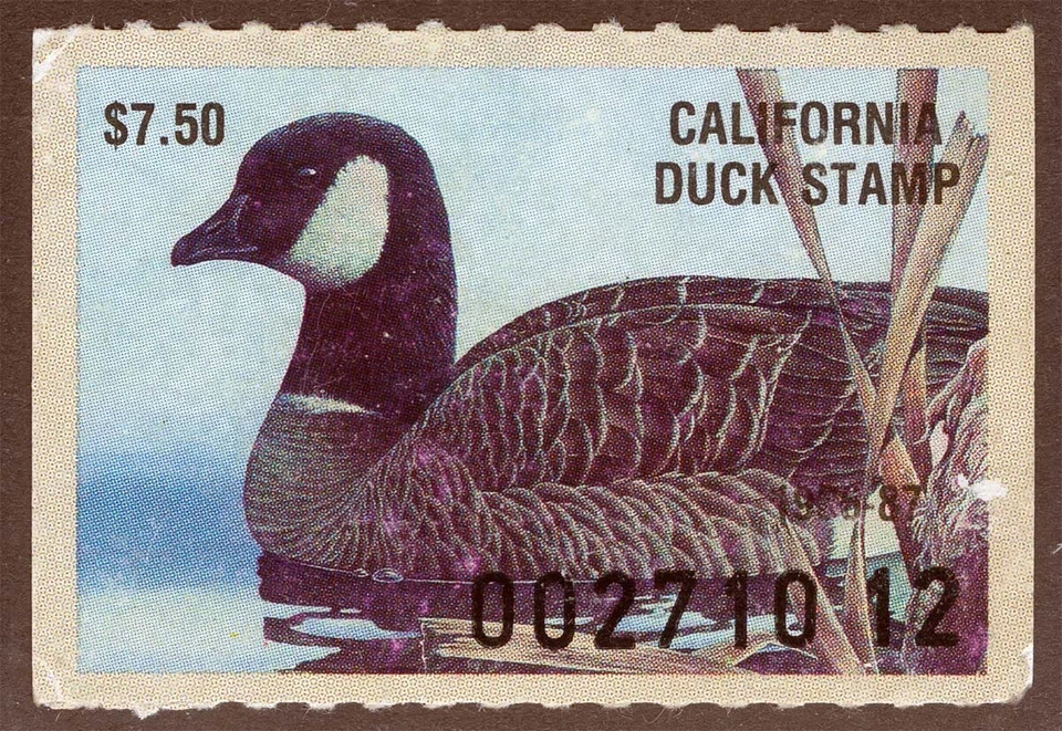 US Sc 17 Multicolor $7.50 NG 1986 California Duck State Hunting Permit Stamp - Image 1 of 1