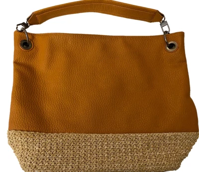 BOLSO DE MANO URBAN ORIGINALS NUEVO CON ETIQUETAS Australia Cuero Vegano 16 IN Parte Inferior con Acento de Rafia Foto 1 de 4