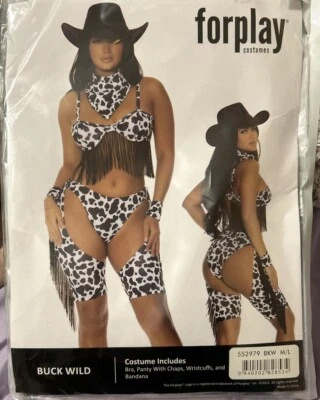 Sexy Forplay Buck Wild Cowgirl Western Cowboy Black & White Costume 552979 - Image 1 of 2