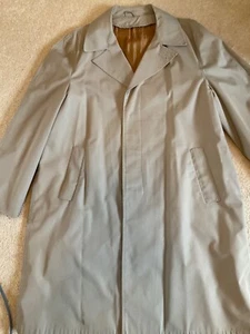 Vintage Larini Mantel Herren Gr. 40 beige Trenchcoat Regen, braun gefüttert 60er 70er - Bild 1 von 6