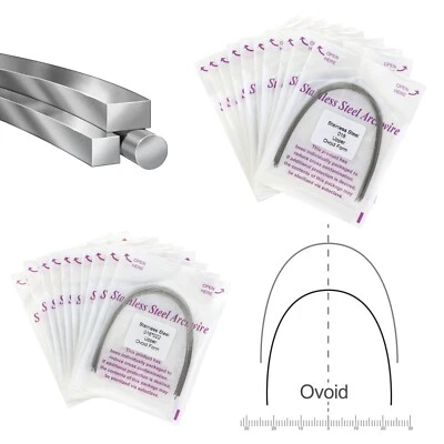 100 PIEZAS Ortodoncia Acero Inoxidable Arco Alambre Forma Ovoide Redondo Rectangular Cuadrado Foto 1 de 4