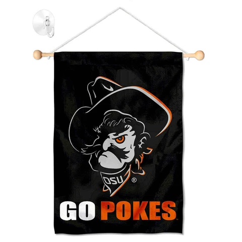 Oklahoma State Cowboys Go Pokes Banner Window Hanging with Suction Cup Cover