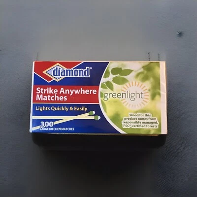 (1 box) (300 per box)Vintage Diamond Strike Anywhere Matches Fast Shipping - Image 1 of 4