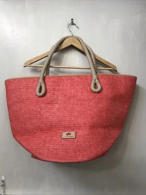 Bolso de Mano Elaine Turner Grande Coral Naranja Tejido Playa Compras con Bolso sin Mano Foto 1 de 4