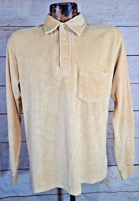 L.S. Ayres Vintage 50s Long Sleeve Tan Velvet Velour Shirt Mens M Rockabilly MCM - Изображение 1 из 4