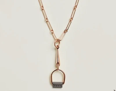 BNIB Hermès Heritage Equestre Pendant Small Model Gris Meyer Swift Rose Gold Plt - Image 1 of 4