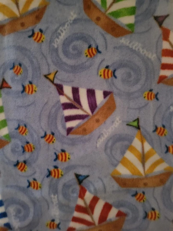 Fleece Fabric Sailboats. Pre-cut at 34" in. - Image 1 of 1