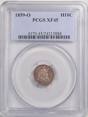 1859-O H10C Seated Liberty Half Dime XF45 PCGS 24215888 - Image 1 of 4