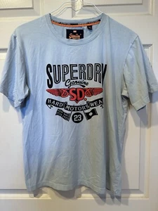 SUPERDRY Genuine Mens Graphic T-Shirt Top Large Grey Cotton Hard Motor Wear - Picture 1 of 5