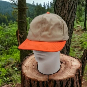 Vintage Men's Blank Brown Orange Casual Snapback Trucker Hat Cap Made In USA - Picture 1 of 11