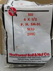 Bolsas 100ct 6x1/2" P.H. Tornillos de zinc ranurados SM-SC-Bolsas de 10x100ct = 1000 piezas - Imagen 1 de 5