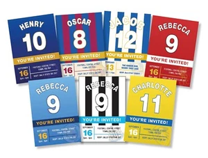 PERSONALISED Football Team Shirt INVITATIONS invites footy ANY AGE Pack of 10 - Picture 1 of 17