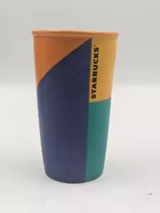 Starbucks Color Block Ceramic Tumbler Travel Mug Orange Green Blue Yellow 10 oz - Picture 1 of 6
