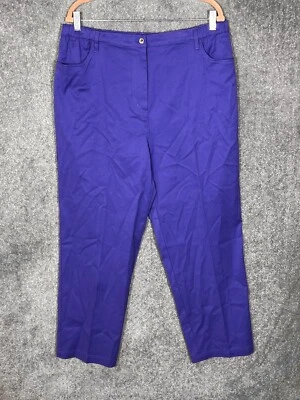 Bob Mackie 可穿戴艺术裤女式 XL 码弹力紫色口袋直筒 — 第 1/4 张图片