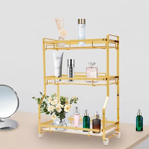 Organizador de encimera de baño de 3 niveles dorado organizador de mostrador de tocador de baño - Imagen 1 de 19