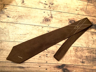 Corbata LANVIN hecha en Francia. Marrón, aspecto retro. Foto 1 de 4