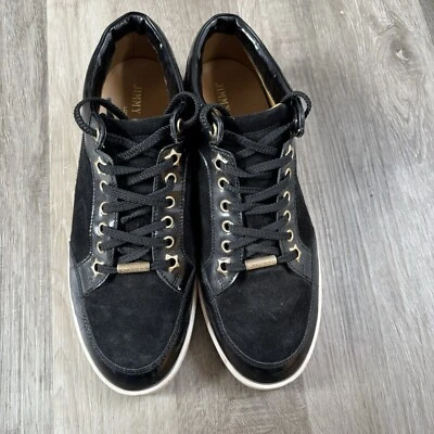 Jimmy Choo Black Suede and Patent Leather Miami Low Top Sneakers 38.5 8.5 - Image 1 of 4
