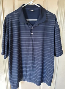 Nike Golf Dri-Fit Mens Xl Blue Striped Short Sleeve Polo Shirt - Picture 1 of 5