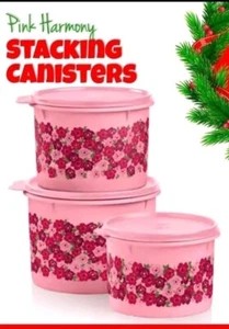 Tupperware Rosa Harmonie Stapelkanister Set 3tlg Set Neu - Bild 1 von 12