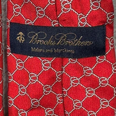 Brooks Brothers Tie Red Rope Knots Nautical Makers Merchants USA - Image 1 of 4