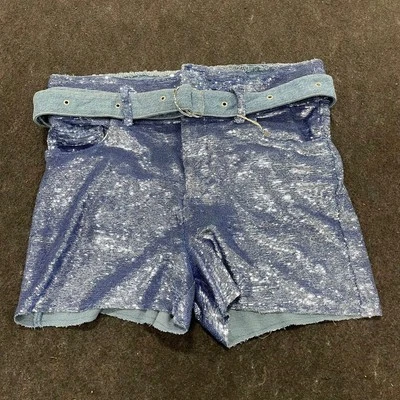 Pantalón corto de lentejuelas IRO Namour para mujer talla 40/US 8 azul Foto 1 de 4
