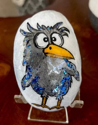 “Lindo pájaro brillante” pintado a mano roca coleccionable arte exterior decoración jardín regalo Foto 1 de 4
